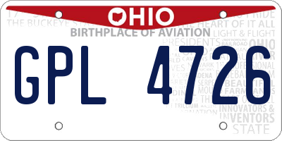 OH license plate GPL4726