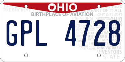 OH license plate GPL4728
