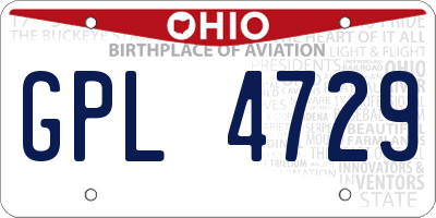OH license plate GPL4729