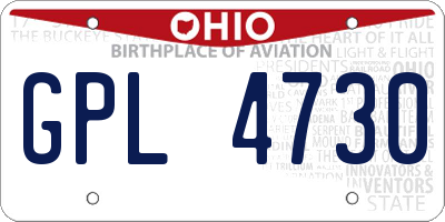 OH license plate GPL4730