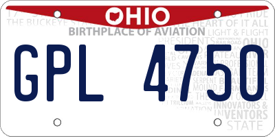 OH license plate GPL4750