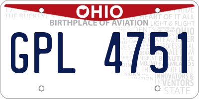 OH license plate GPL4751