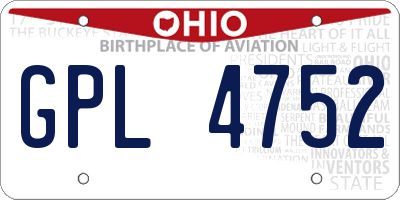 OH license plate GPL4752