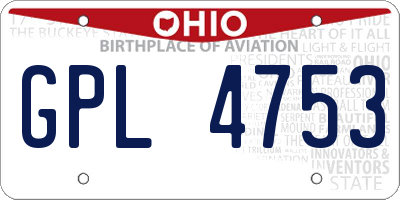 OH license plate GPL4753