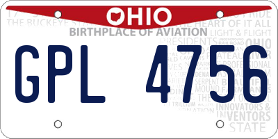 OH license plate GPL4756