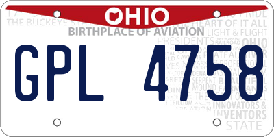 OH license plate GPL4758