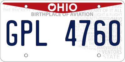 OH license plate GPL4760