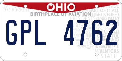 OH license plate GPL4762