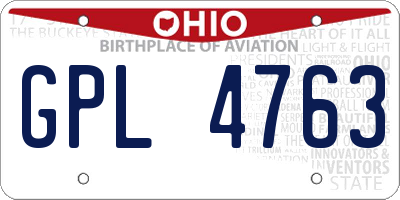 OH license plate GPL4763