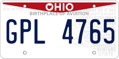 OH license plate GPL4765