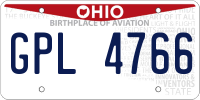 OH license plate GPL4766