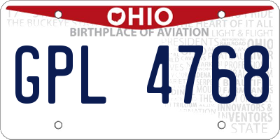 OH license plate GPL4768