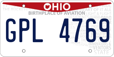 OH license plate GPL4769