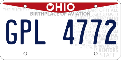 OH license plate GPL4772
