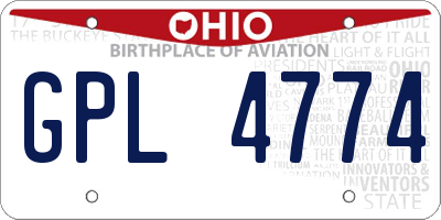 OH license plate GPL4774