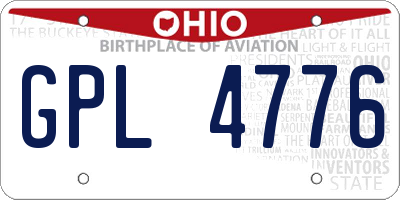 OH license plate GPL4776