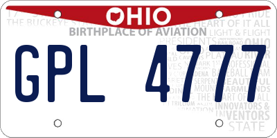 OH license plate GPL4777