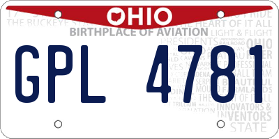 OH license plate GPL4781