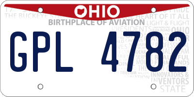 OH license plate GPL4782