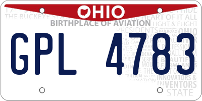 OH license plate GPL4783