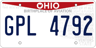OH license plate GPL4792