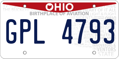 OH license plate GPL4793