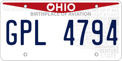 OH license plate GPL4794
