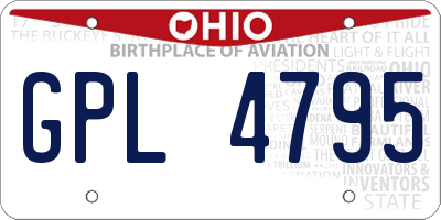 OH license plate GPL4795