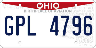 OH license plate GPL4796
