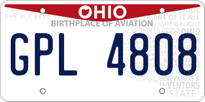 OH license plate GPL4808