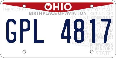 OH license plate GPL4817