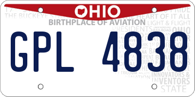 OH license plate GPL4838