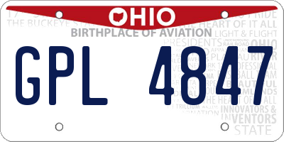 OH license plate GPL4847