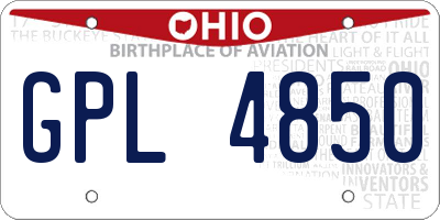 OH license plate GPL4850