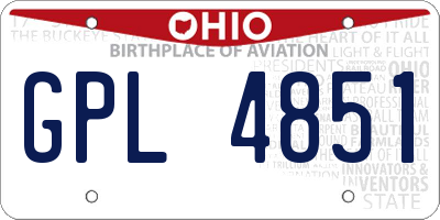 OH license plate GPL4851