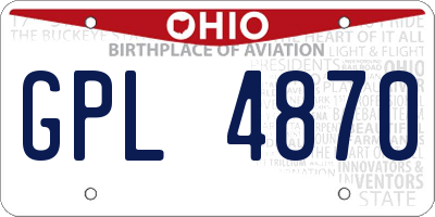 OH license plate GPL4870