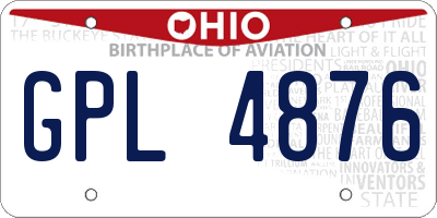 OH license plate GPL4876