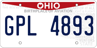OH license plate GPL4893