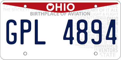 OH license plate GPL4894