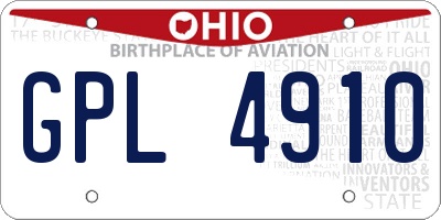OH license plate GPL4910