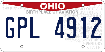 OH license plate GPL4912