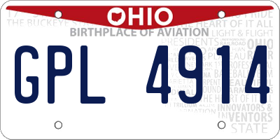 OH license plate GPL4914