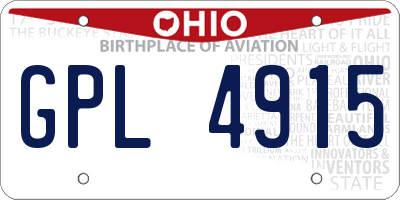 OH license plate GPL4915