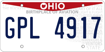 OH license plate GPL4917