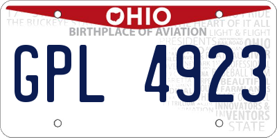 OH license plate GPL4923