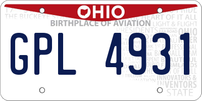 OH license plate GPL4931