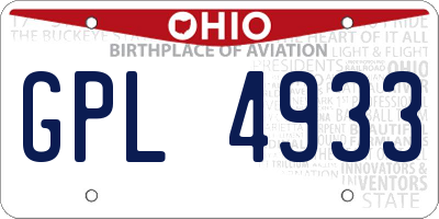 OH license plate GPL4933