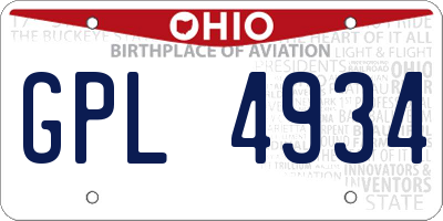OH license plate GPL4934
