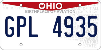 OH license plate GPL4935