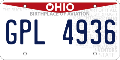 OH license plate GPL4936
